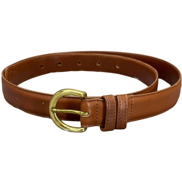 Coach Vintage #8400 British Tan Leather Brass Horseshoe Buckle Belt Women L - Picture 1 of 8